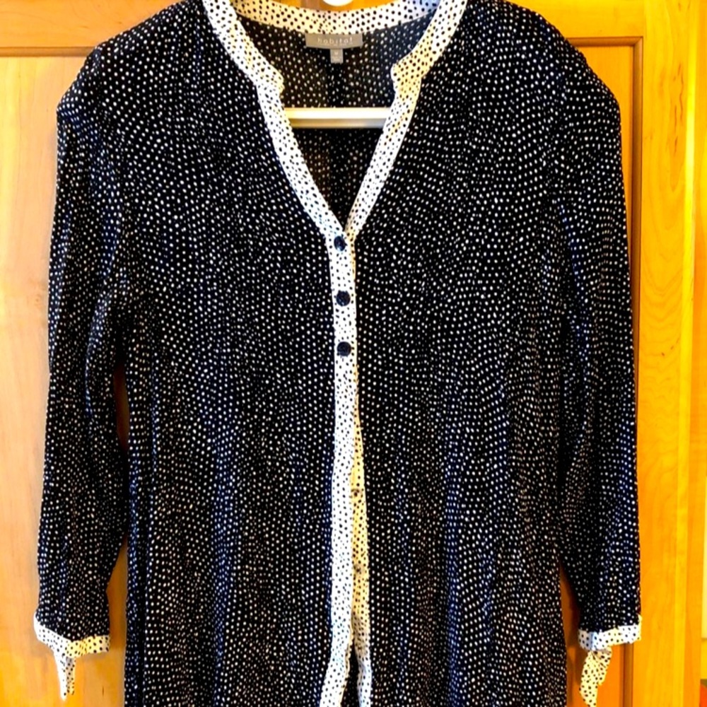 EUC Habitat Clothes to Live In long flowy dotted 3/4 sleeve top sz M*